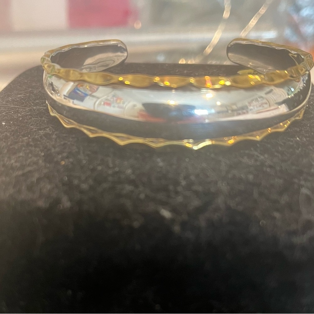Elegant Silver and Gold Bangle Bracelet